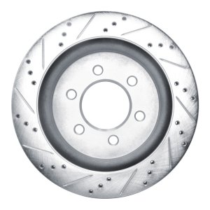 Ford F-150 Brake Rotor (1) - Rear Right - R1 Concepts - Drilled & Slotted - Silver - `18-`21